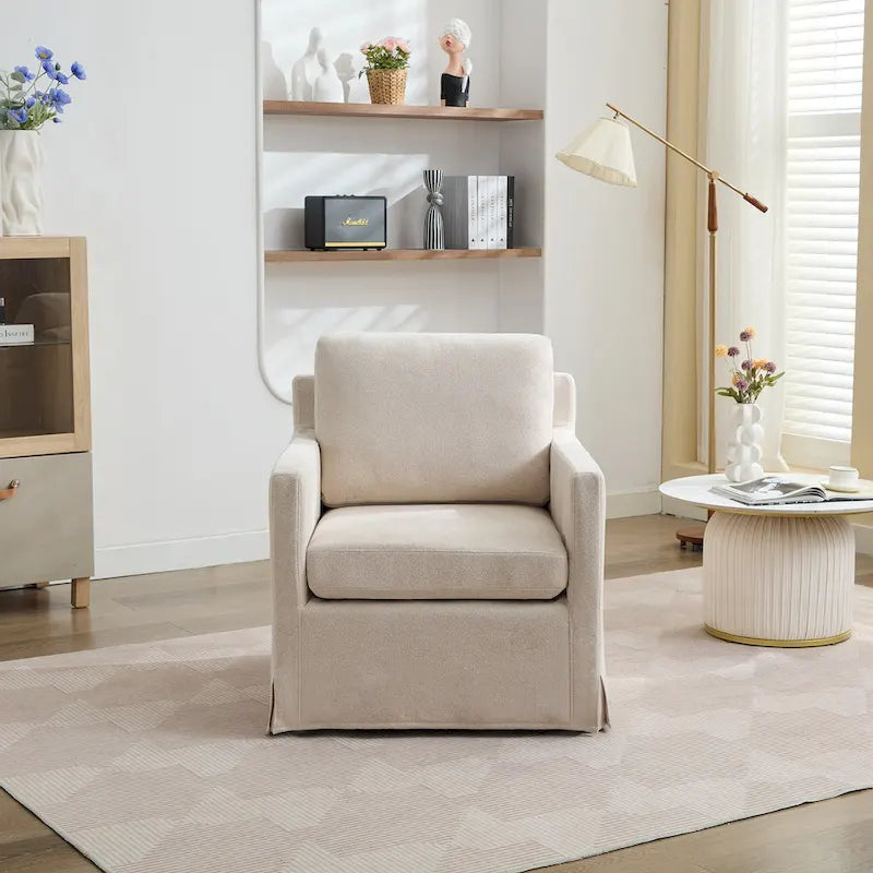 29.92 Chenille Swivel Accent Chair with Removable Cushion