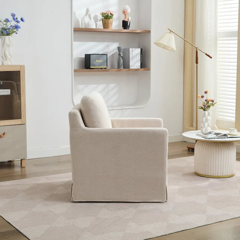29.92 Chenille Swivel Accent Chair with Removable Cushion