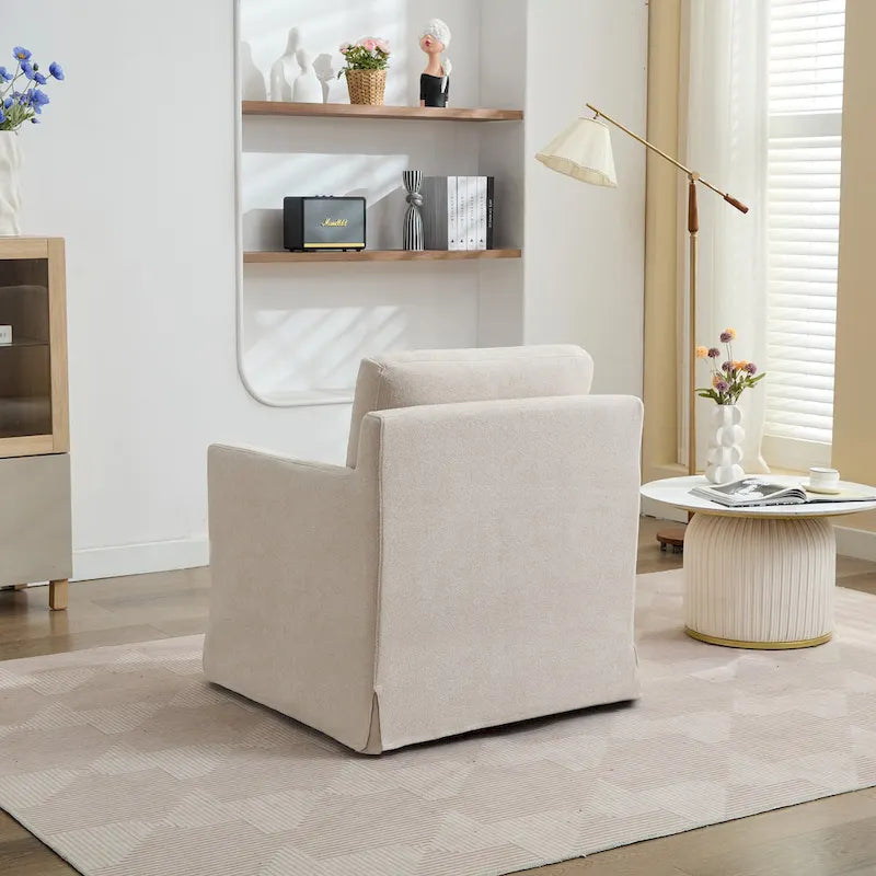 29.92 Chenille Swivel Accent Chair with Removable Cushion