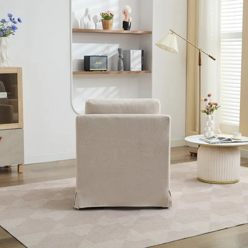 29.92 Chenille Swivel Accent Chair with Removable Cushion