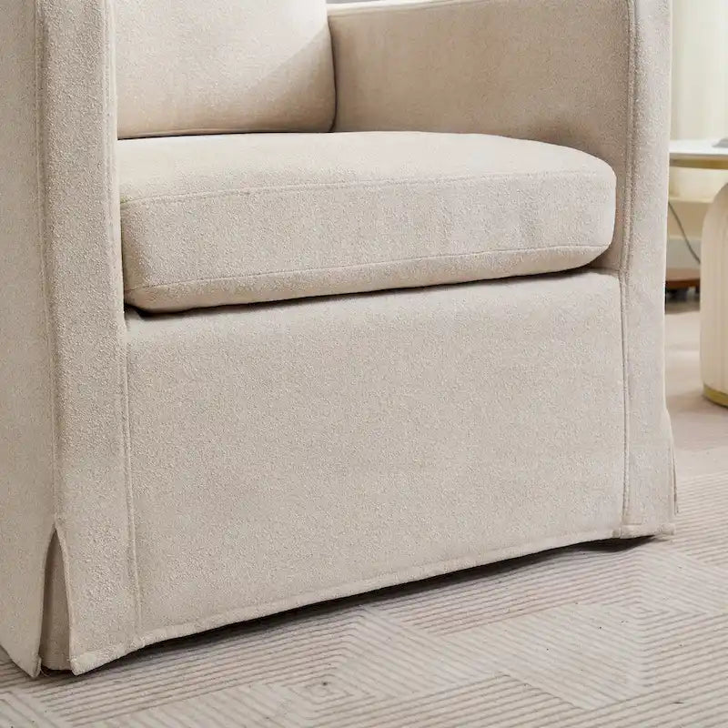29.92 Chenille Swivel Accent Chair with Removable Cushion