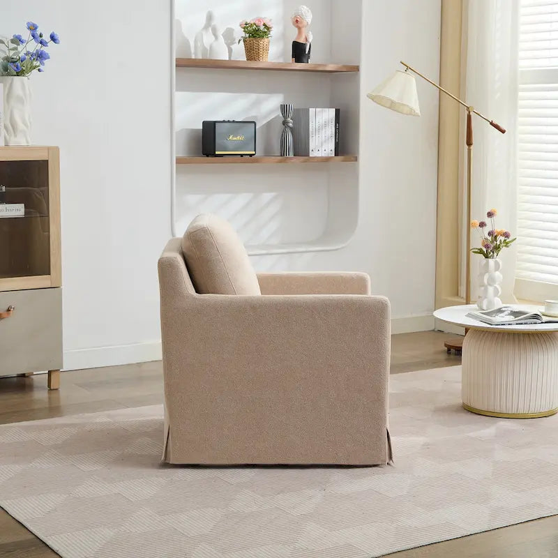 29.92 Chenille Swivel Accent Chair with Removable Cushion
