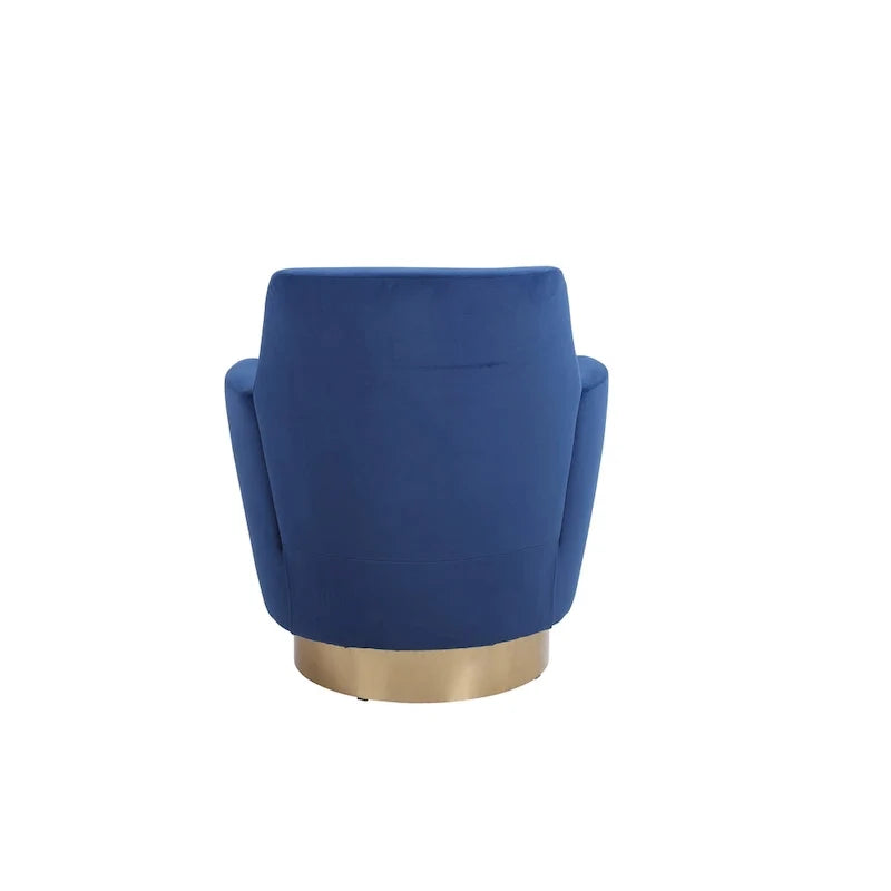 Navy Velvet 29.3 Upholstered Swivel Barrel Chair with Stainless Steel Base