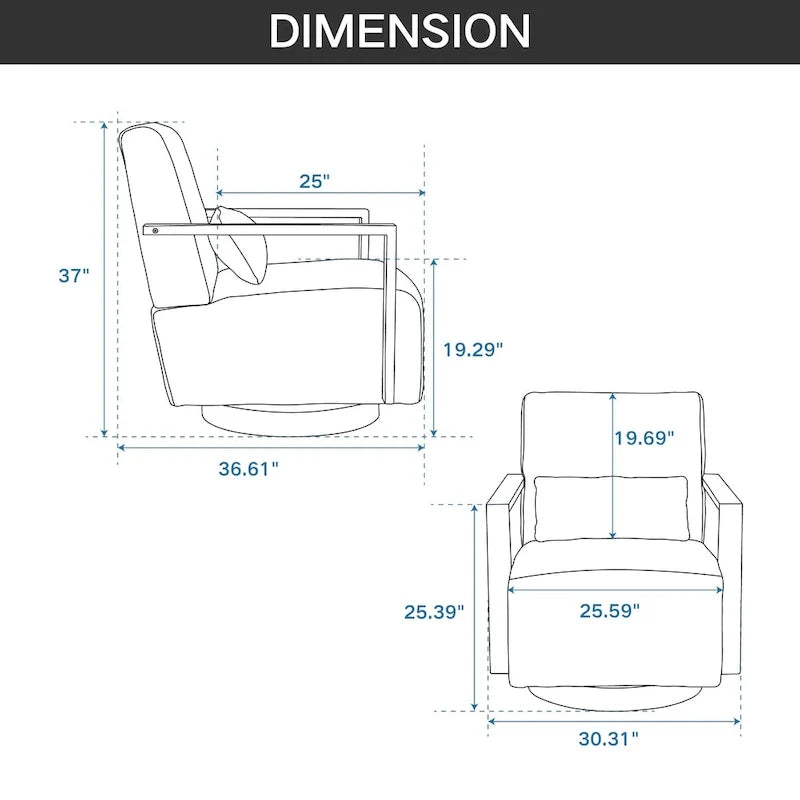 Fauteuil pivotant à 360° en mélange de lin 30,31