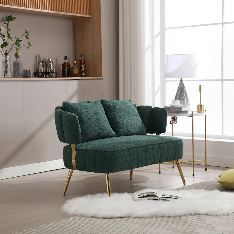 Modern Upholstered Armsofa Tufted Sofa with Metal Frame