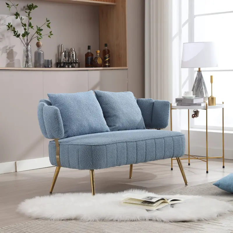 Modern Upholstered Armsofa Tufted Sofa with Metal Frame