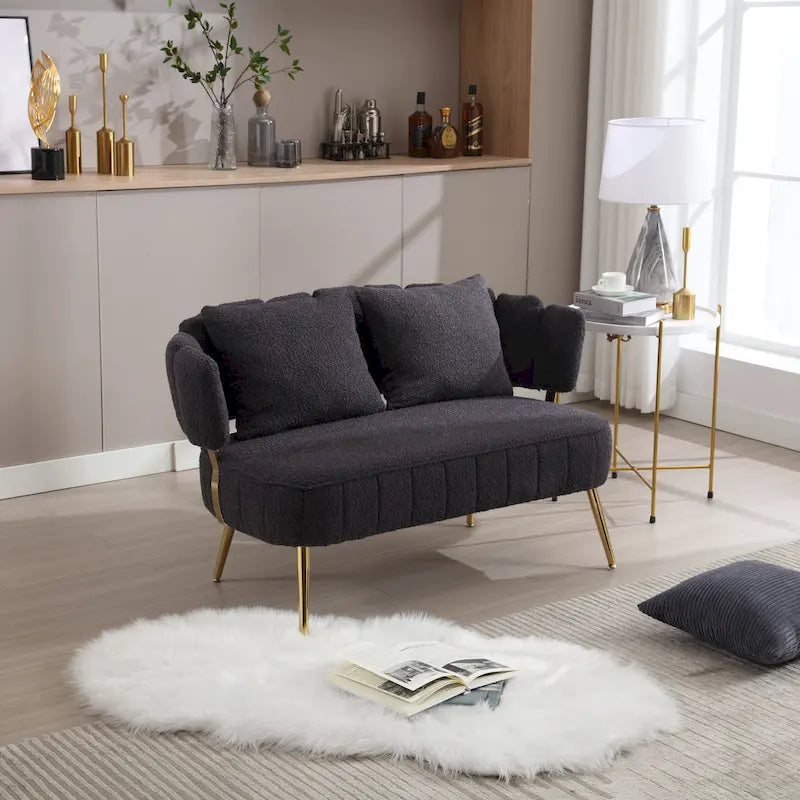 Modern Upholstered Armsofa Tufted Sofa with Metal Frame