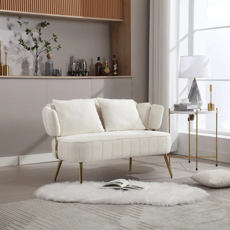 Modern Upholstered Armsofa Tufted Sofa with Metal Frame