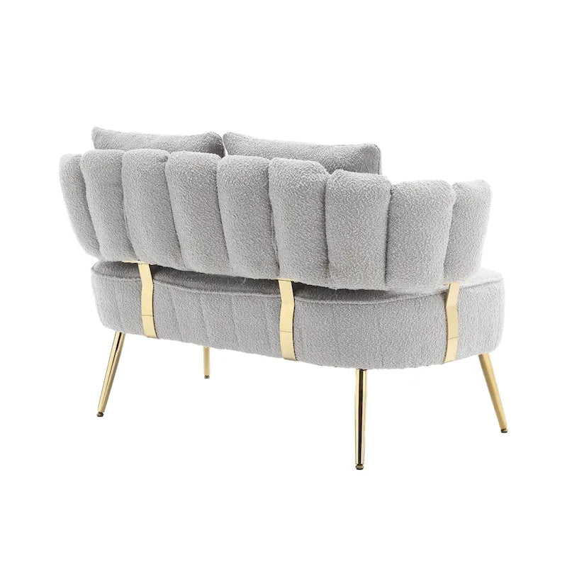 Modern Upholstered Armsofa Tufted Sofa with Metal Frame