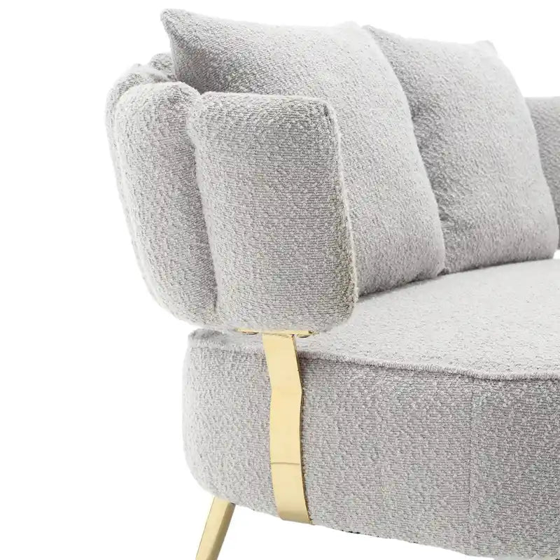 Modern Upholstered Armsofa Tufted Sofa with Metal Frame