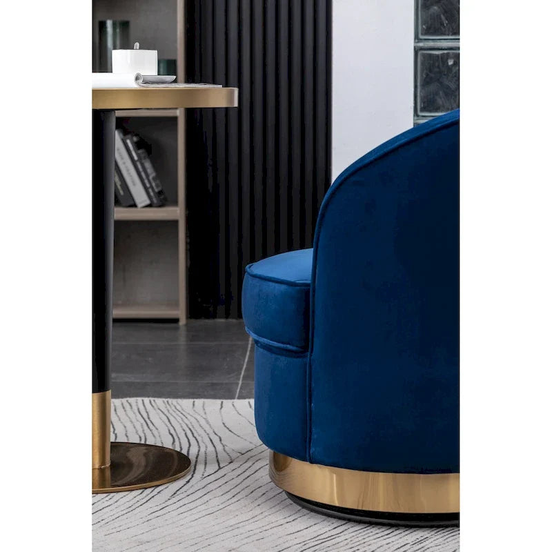 Blue 22 Upholstered Velvet Accent Chair with Swivel Base
