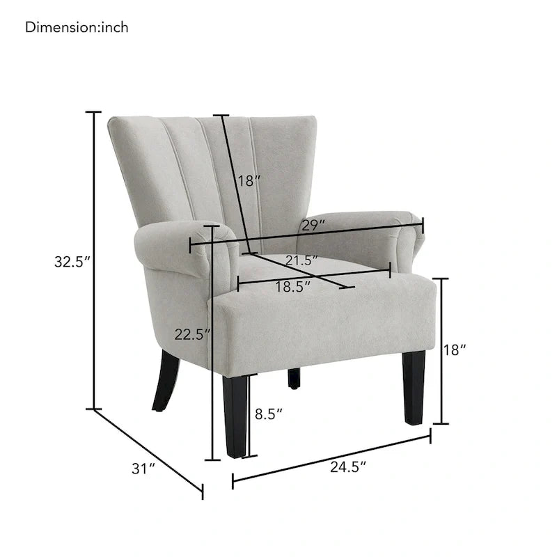 29 Upholstered Arm Chair with High-Density Foam and Channel Back