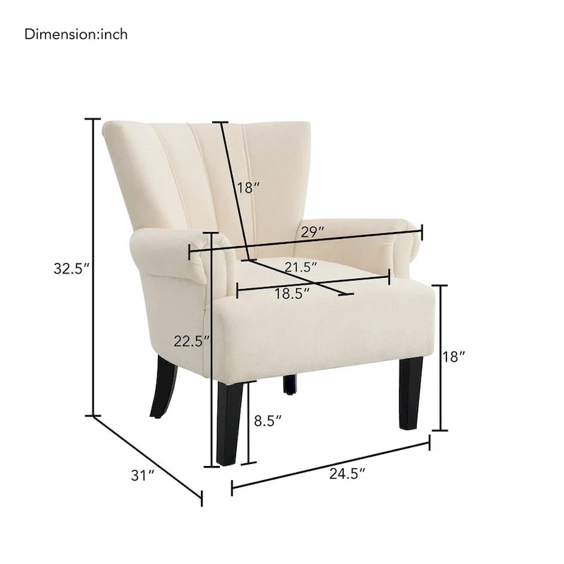 29 Upholstered Arm Chair with High-Density Foam and Channel Back
