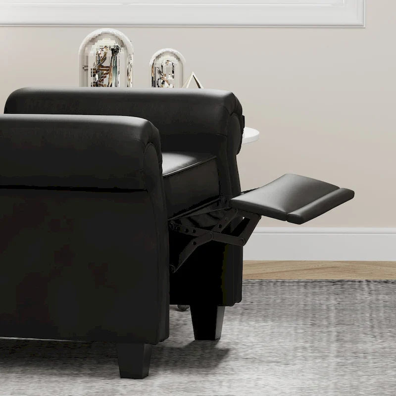 Modern Tufted Push Back Armchair Technical Leather Wingback Chair, Adjustable Single Sofa Chair with Sturdy Wood Legs