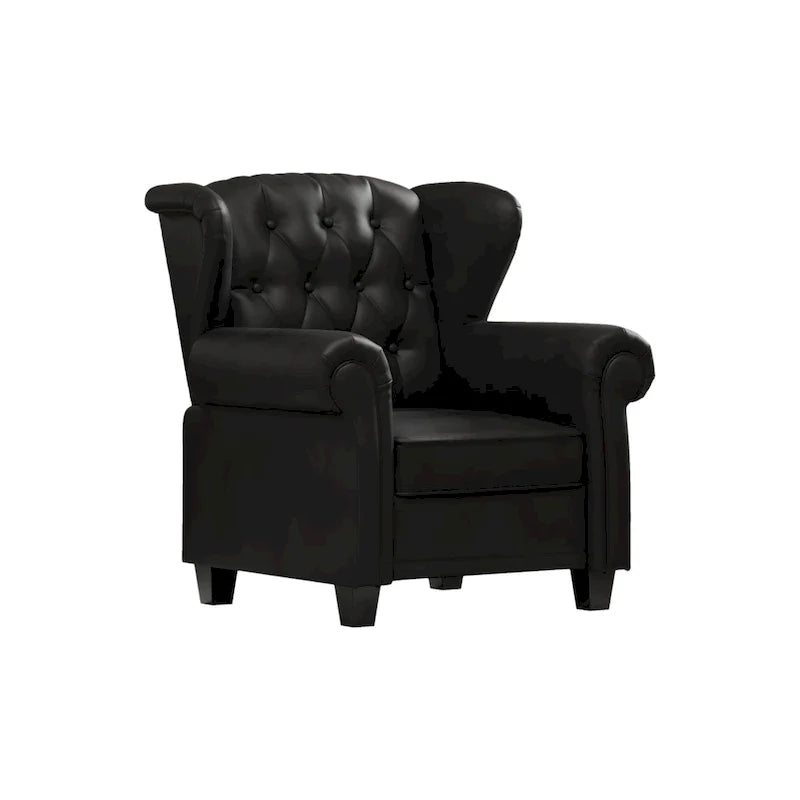 Modern Tufted Push Back Armchair Technical Leather Wingback Chair, Adjustable Single Sofa Chair with Sturdy Wood Legs