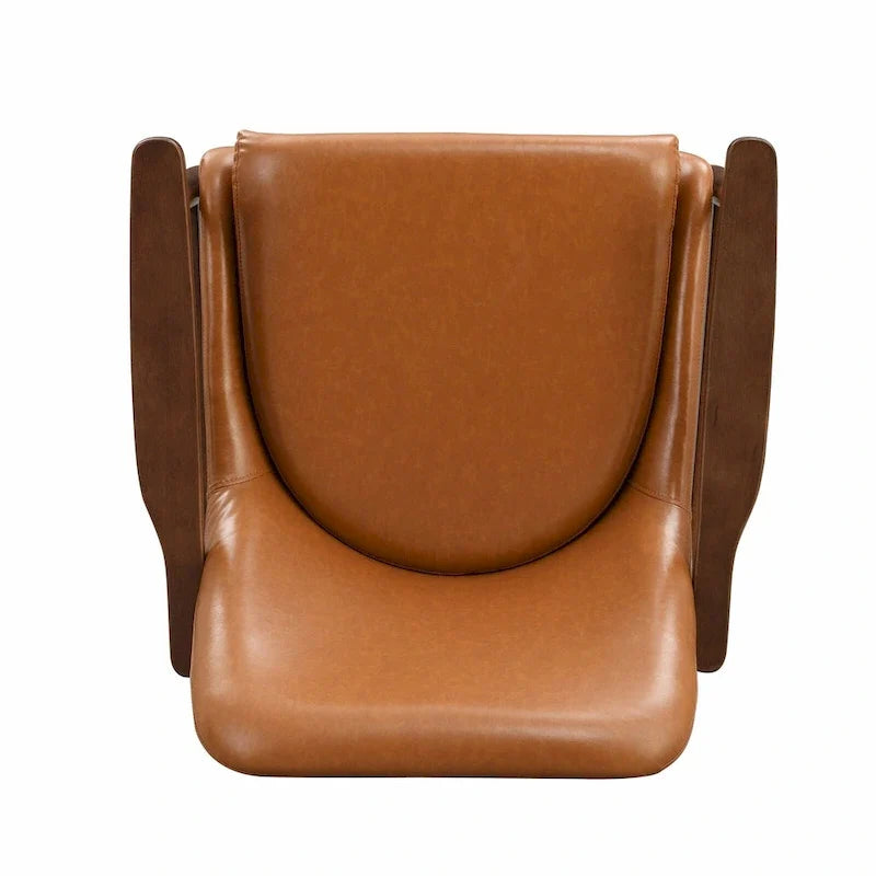 Fauteuil d'appoint moderne en cuir PU avec cadre en bois massif de style milieu de siècle