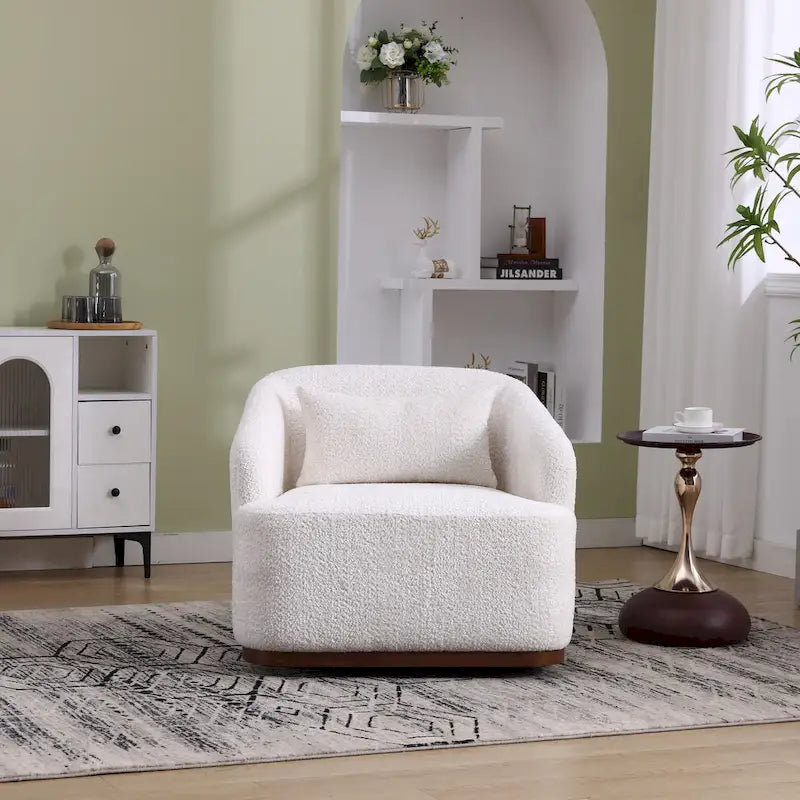 Swivel Barrel Chair, Comfy Round Accent Sofa Chair for Living Room, 360 Degree Swivel Barrel Club Chair