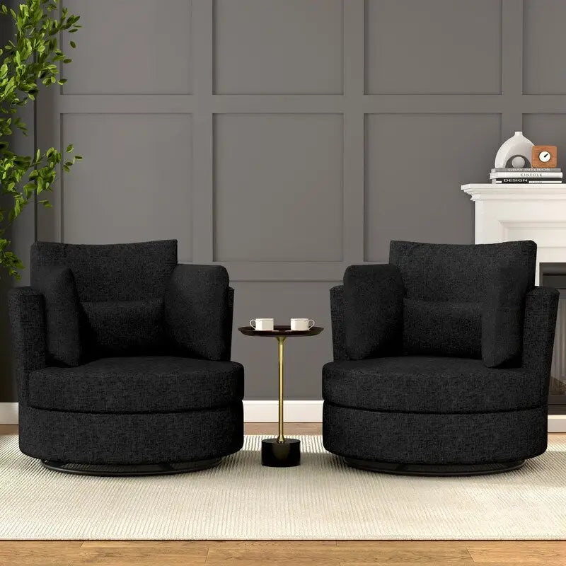 Chenille Swivel Soft Modern Upholstered Accent Chair (Set of 2)