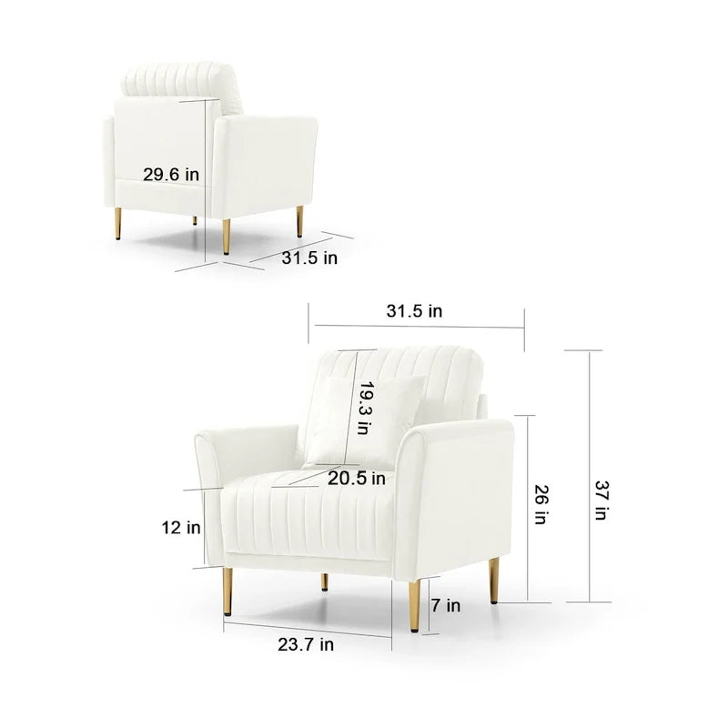 Velvet Accent Chair Living Room Chair Set of 2