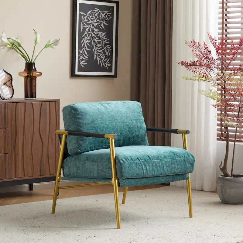 Varsts Modern Upholstered Accent Chair with Wood Frame, Emerald by Christopher Knight Home