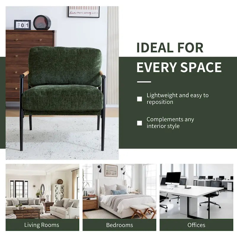 Varsts Modern Upholstered Accent Chair with Wood Frame, Emerald by Christopher Knight Home