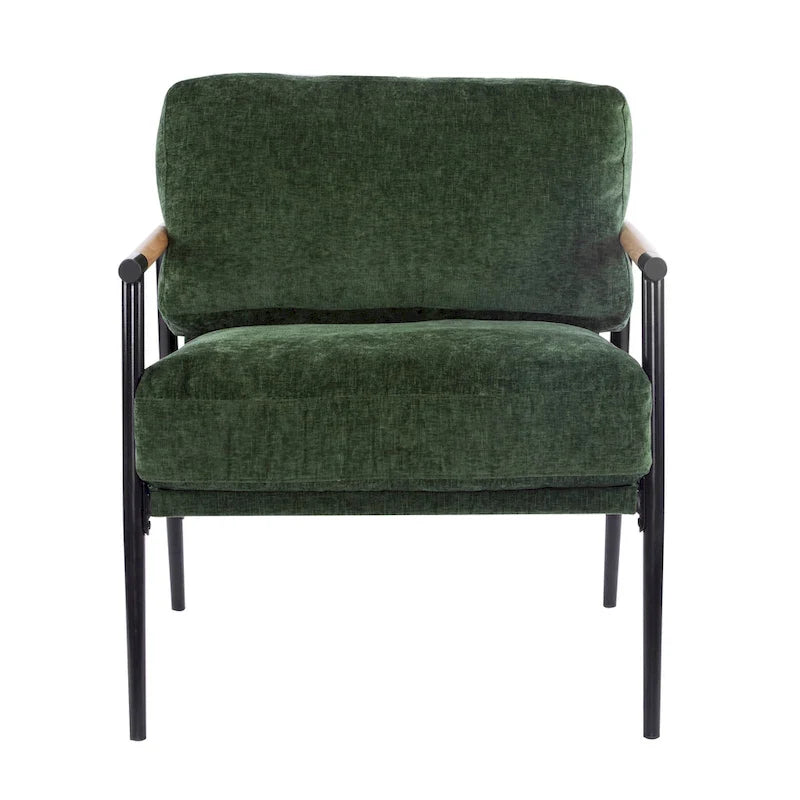 Varsts Modern Upholstered Accent Chair with Wood Frame, Emerald by Christopher Knight Home