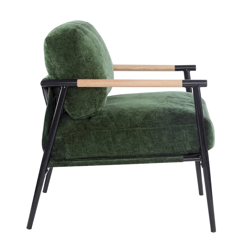 Varsts Modern Upholstered Accent Chair with Wood Frame, Emerald by Christopher Knight Home