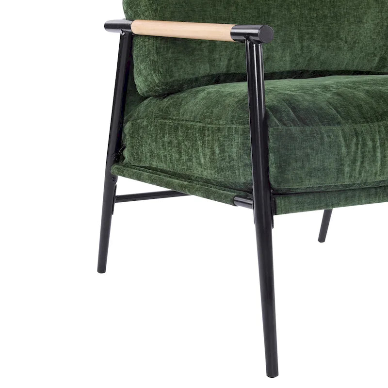 Varsts Modern Upholstered Accent Chair with Wood Frame, Emerald by Christopher Knight Home