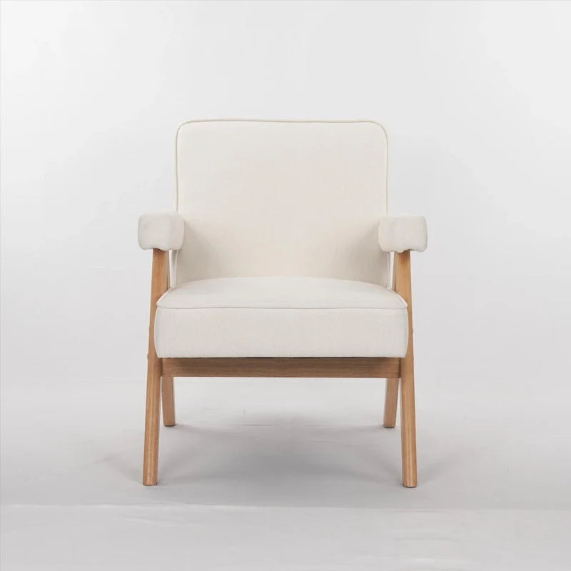 GDFStudio - Fauteuil de détente en bois massif Emery avec coussins et accoudoirs pour salon ou chambre à coucher