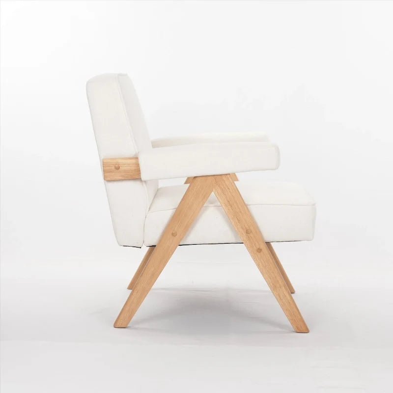 GDFStudio - Fauteuil de détente en bois massif Emery avec coussins et accoudoirs pour salon ou chambre à coucher