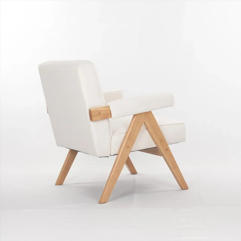 GDFStudio - Fauteuil de détente en bois massif Emery avec coussins et accoudoirs pour salon ou chambre à coucher