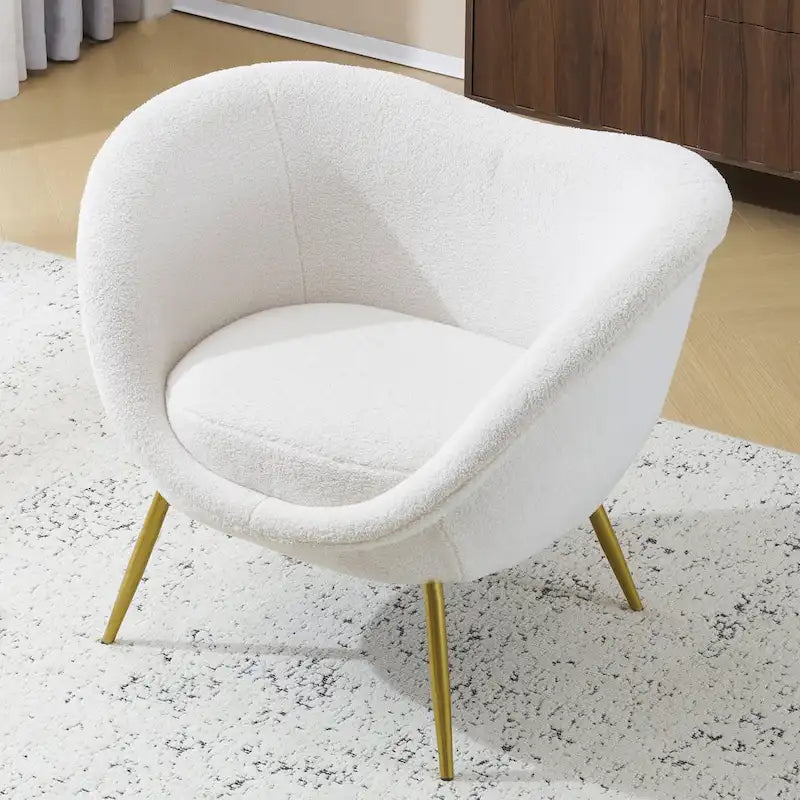 Christopher Knight Home - Fauteuil d'appoint moderne Eliana en tissu Teddy avec dossier incurvé et pieds dorés
