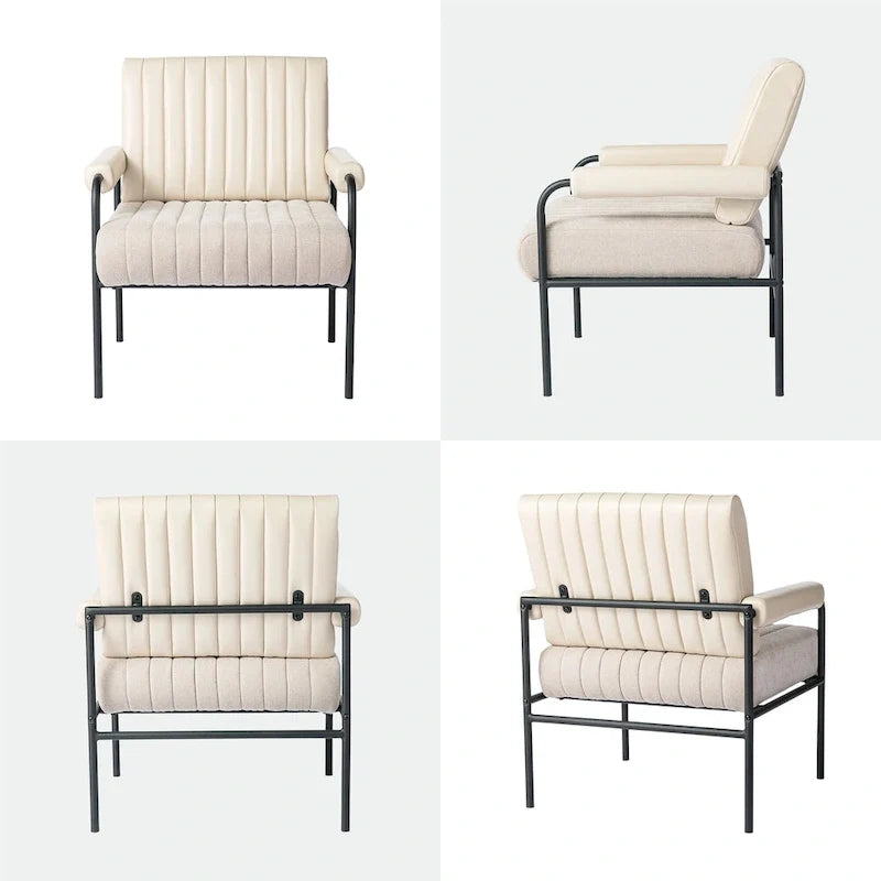 Glitzhome Lot de 2 fauteuils combinés en similicuir et tissu de 75 cm de largeur avec accoudoirs rembourrés - 75 L x 86 H x 76 P