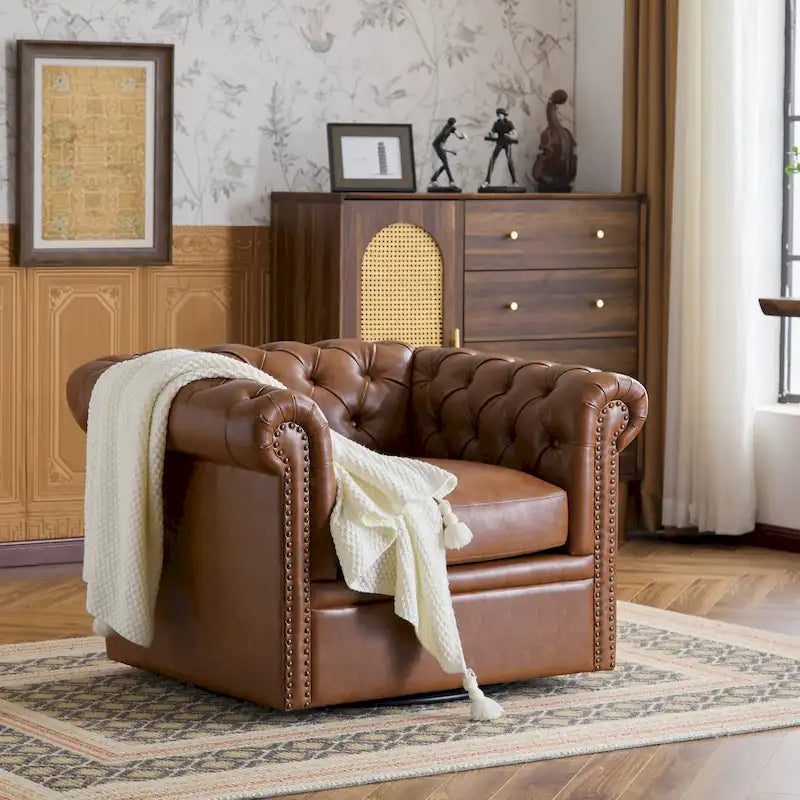 Wiers Chesterfield Swivel Tufted Club Chair by Christopher Knight Home