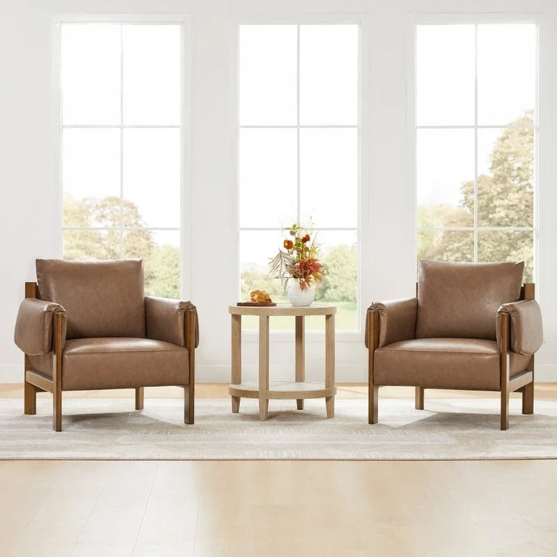 Fauteuil d'appoint Carol Mid Century Modern rembourré avec pieds en bois