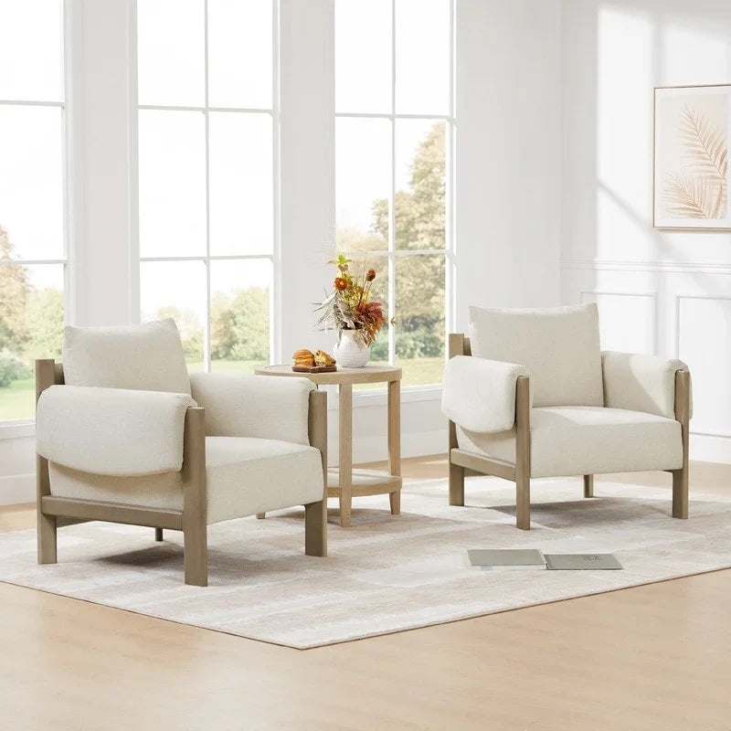Fauteuil d'appoint Carol Mid Century Modern rembourré avec pieds en bois