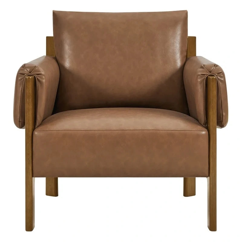 Fauteuil d'appoint Carol Mid Century Modern rembourré avec pieds en bois