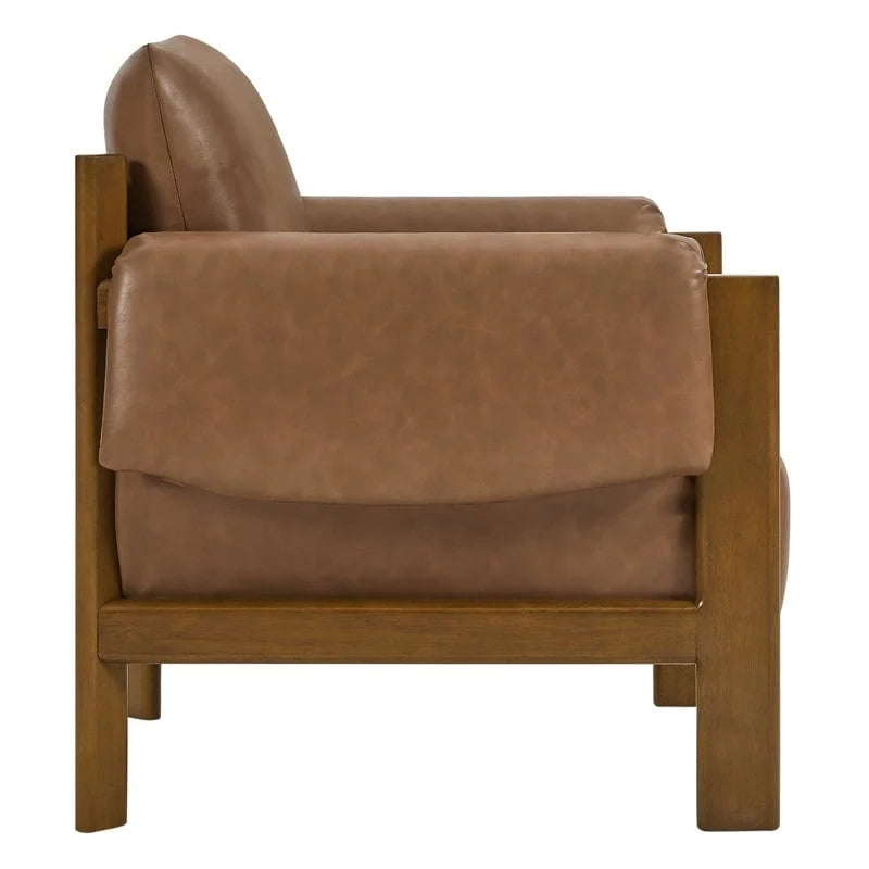 Fauteuil d'appoint Carol Mid Century Modern rembourré avec pieds en bois