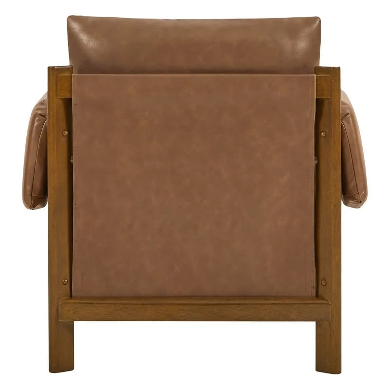 Fauteuil d'appoint Carol Mid Century Modern rembourré avec pieds en bois