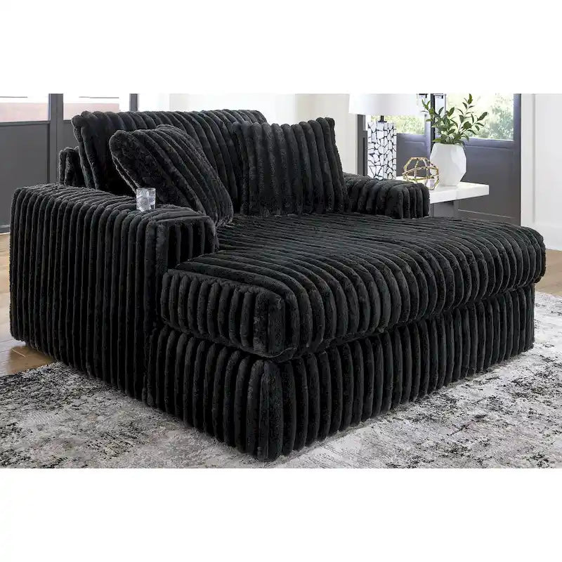 Signature Design by Ashley Midnight-Madness, grande méridienne noire – 163 cm (L) x 173 cm (P) x 104 cm (H)