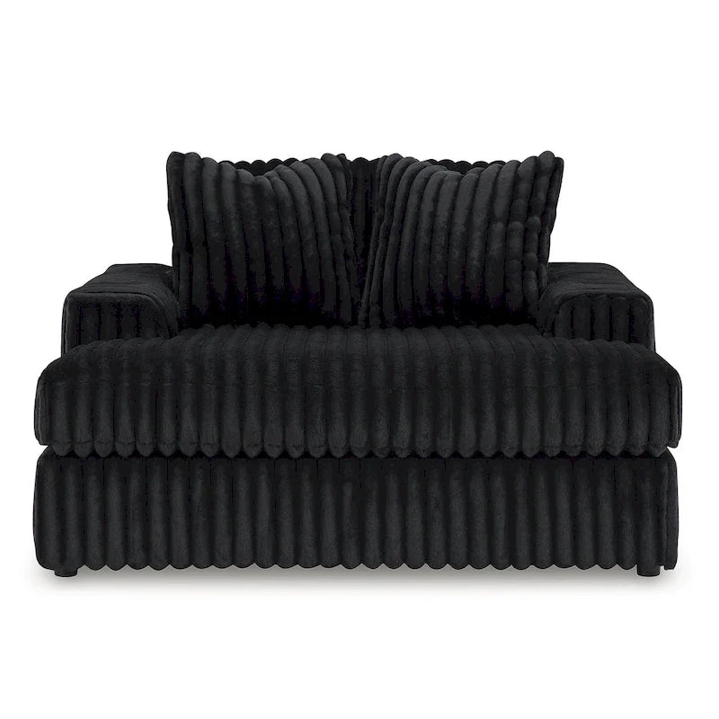 Signature Design by Ashley Midnight-Madness, grande méridienne noire – 163 cm (L) x 173 cm (P) x 104 cm (H)