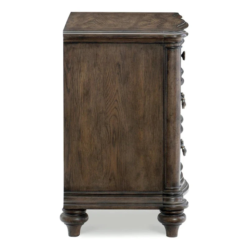 Table de chevet 3 tiroirs finition chêne brun 1 pièce