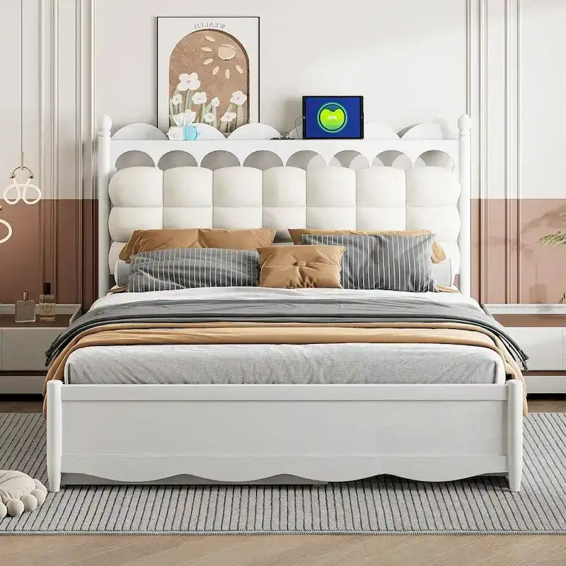 Letto a piattaforma in legno con 2 grandi cassetti e letto estraibile (trundle) Twin-XL
