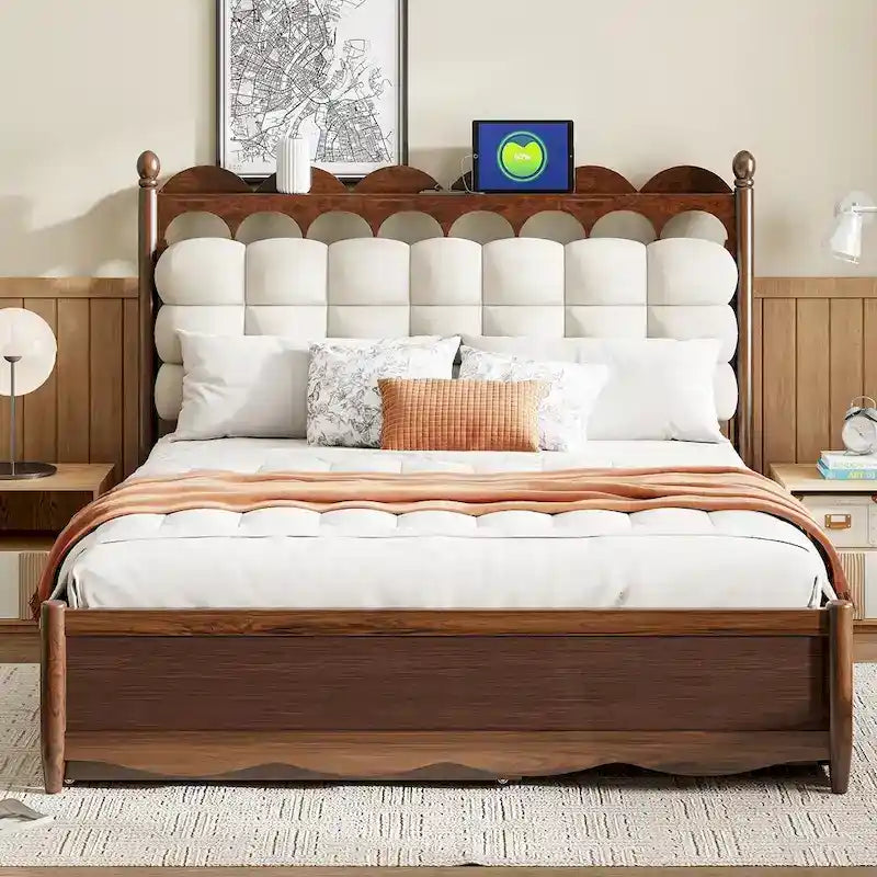 Letto a piattaforma in legno con 2 grandi cassetti e letto estraibile (trundle) Twin-XL