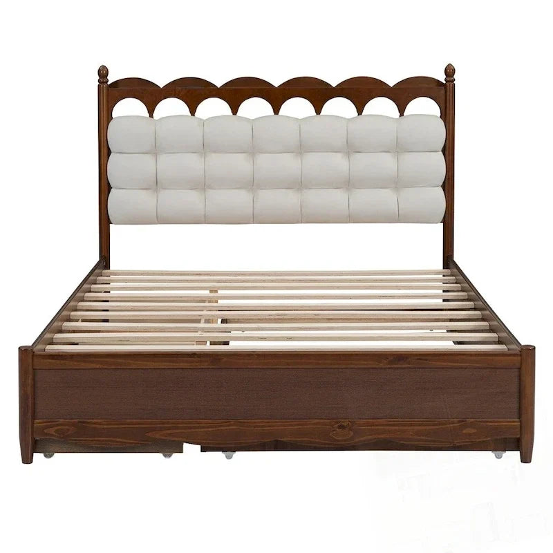 Letto a piattaforma in legno con 2 grandi cassetti e letto estraibile (trundle) Twin-XL