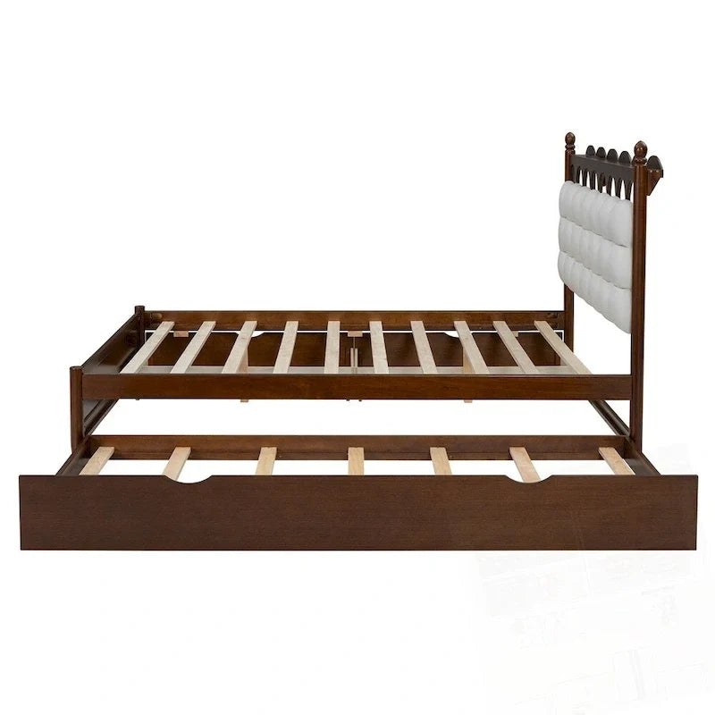 Letto a piattaforma in legno con 2 grandi cassetti e letto estraibile (trundle) Twin-XL