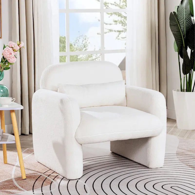 Stylish and Minimalist Single Sofa Chair with Arms and Pillow, Armchair, Accent Chair for Living Room, Bedroom, Study