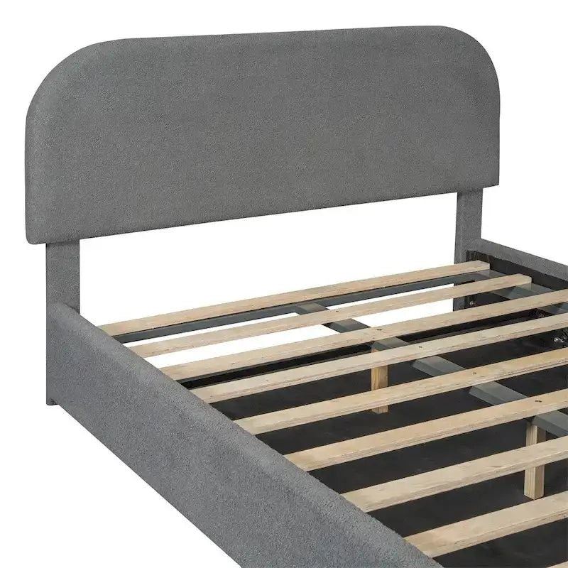 Letto imbottito con piattaforma a una piazza e mezza con sistema di stoccaggio idraulico