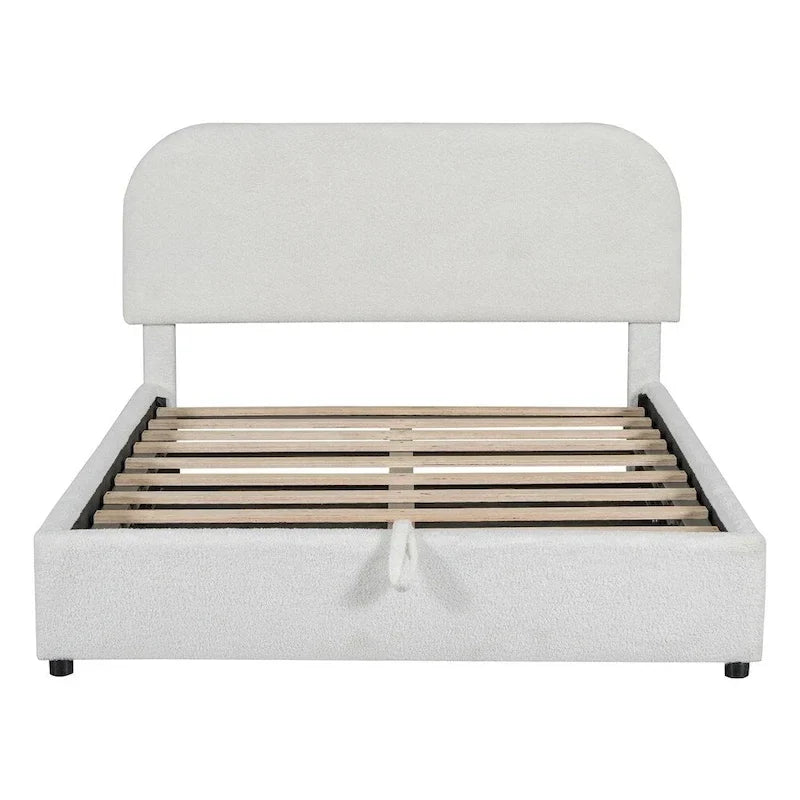 Letto imbottito con piattaforma a una piazza e mezza con sistema di stoccaggio idraulico