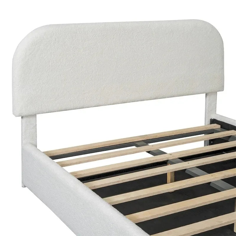 Letto imbottito con piattaforma a una piazza e mezza con sistema di stoccaggio idraulico